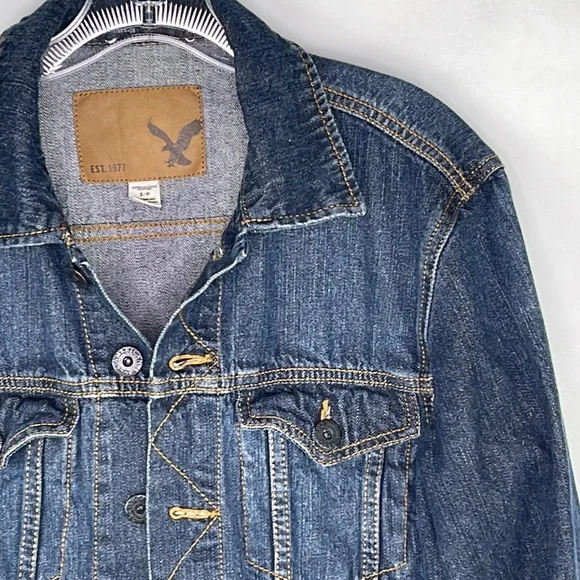 AEO Medium Dark Denim Jean Jacket - Picture 2 of 5